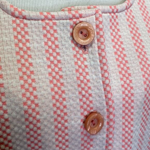 Jantzen Vintage Pink Striped Button Up Knit Golf Vest 70's Size 16 - Picture 3 of 9